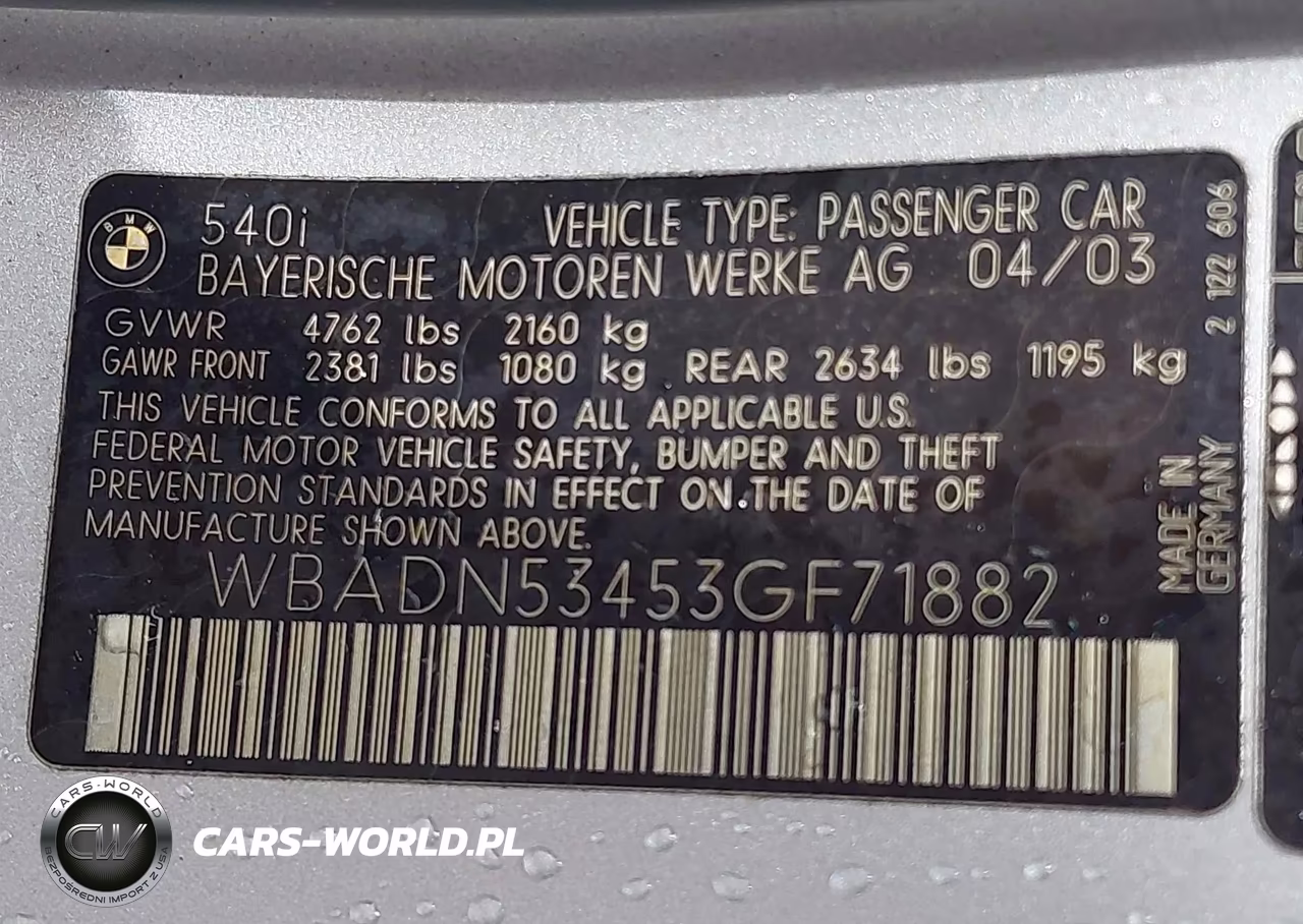 2003 BMW 5 Series 540I VIN:WBADN53453GF71882 - 9