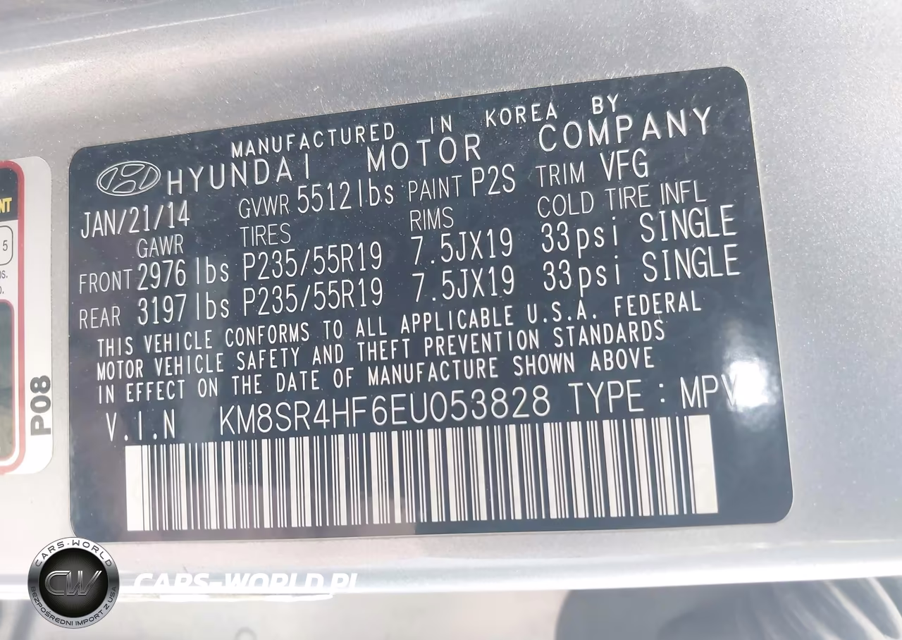 2014 Hyundai Santa Fe Gls VIN:KM8SR4HF6EU053828 - 9