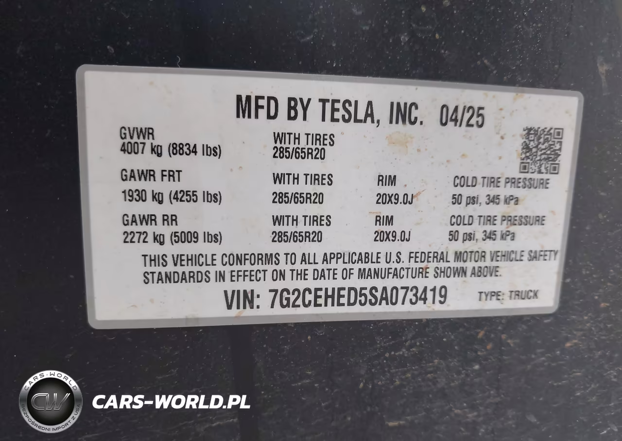 2025 Tesla Cybertruck All-Wheel Drive VIN:7G2CEHED5SA073419 - 9