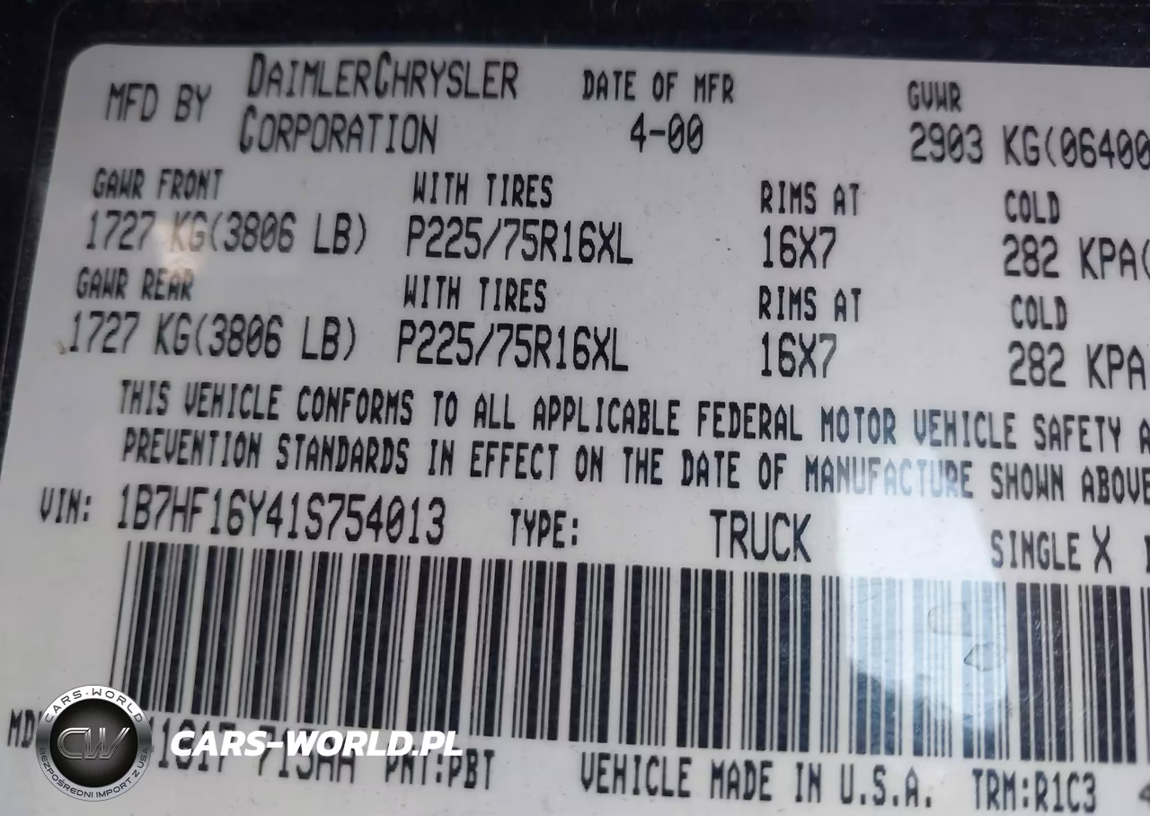 2001 Dodge Ram 1500 St VIN:1B7HF16Y41S754013 - 9