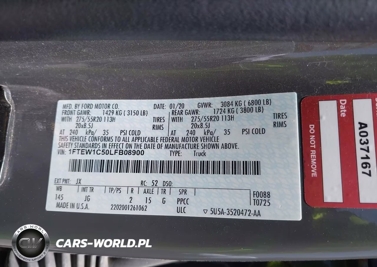 2020 Ford F-150 Xl VIN:1FTEW1C50LFB08900 - 9