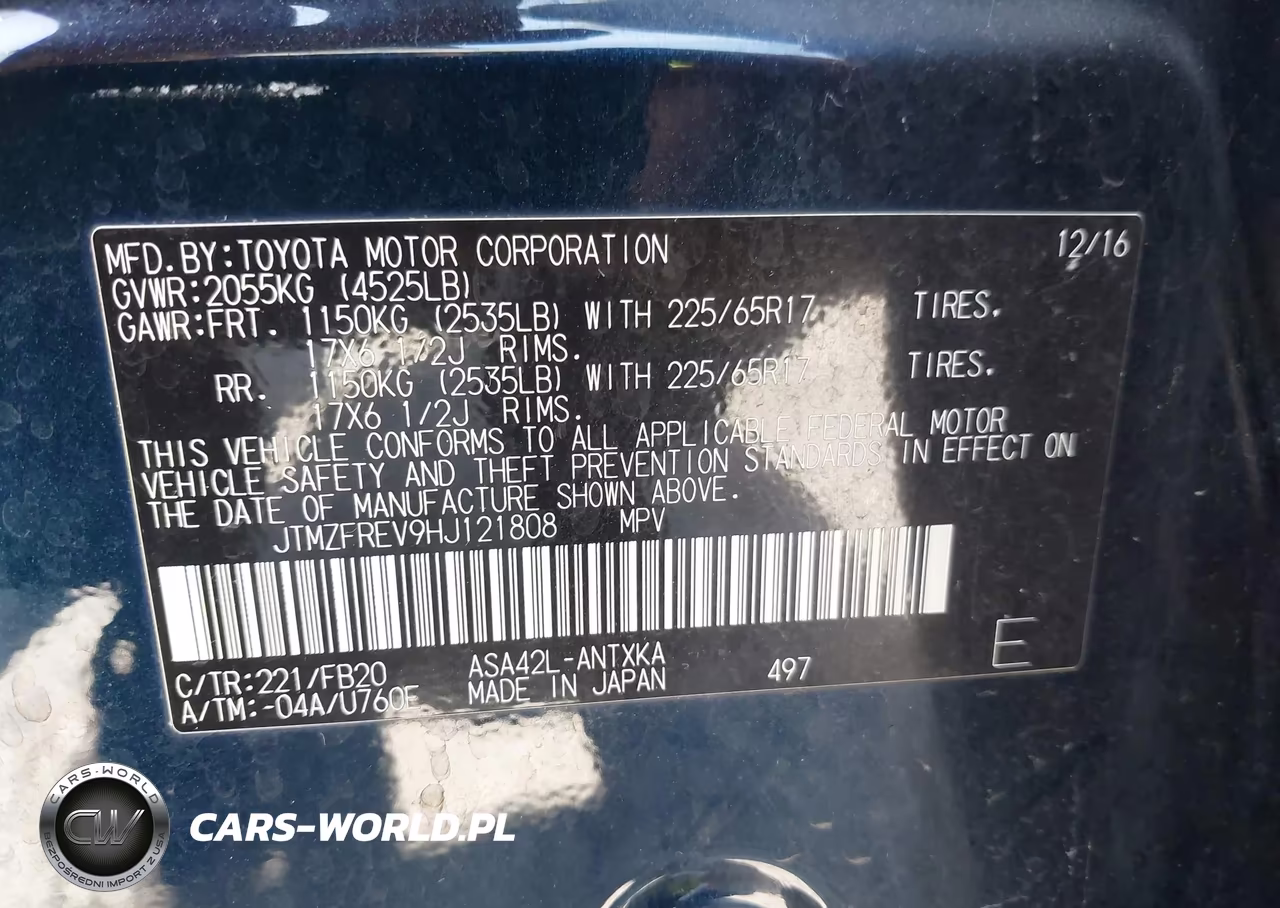 2017 Toyota Rav4 Le VIN:JTMZFREV9HJ121808 - 9