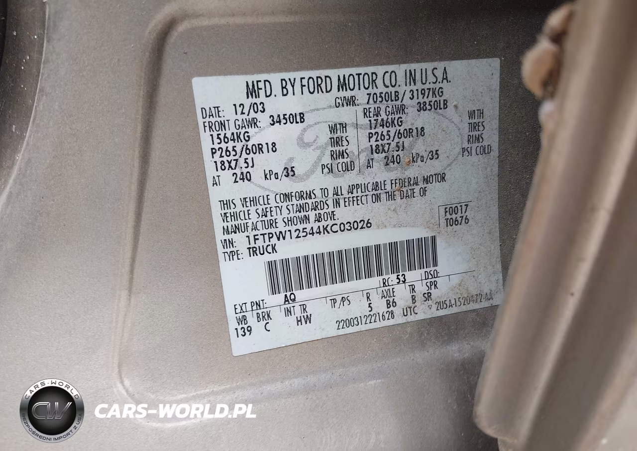 2004 Ford F-150 Lariat-Xlt VIN:1FTPW12544KC03026 - 9