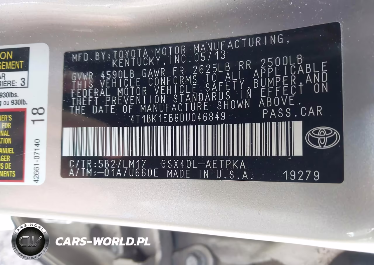 2013 Toyota Avalon Limited VIN:4T1BK1EB8DU046849 - 9