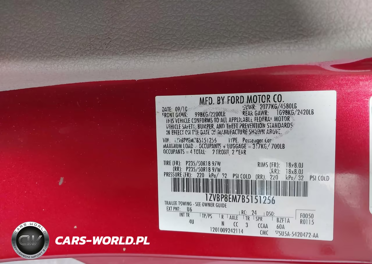 2011 Ford Mustang V6 Premium VIN:1ZVBP8EM7B5151256 - 9