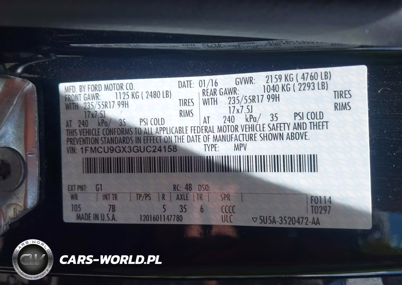 2016 Ford Escape Se VIN:1FMCU9GX3GUC24158 - 9
