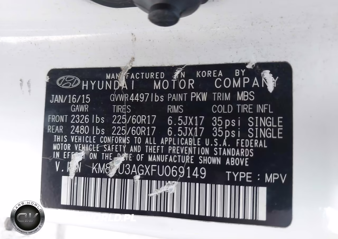 2015 Hyundai Tucson Se VIN:KM8JU3AGXFU069149 - 9
