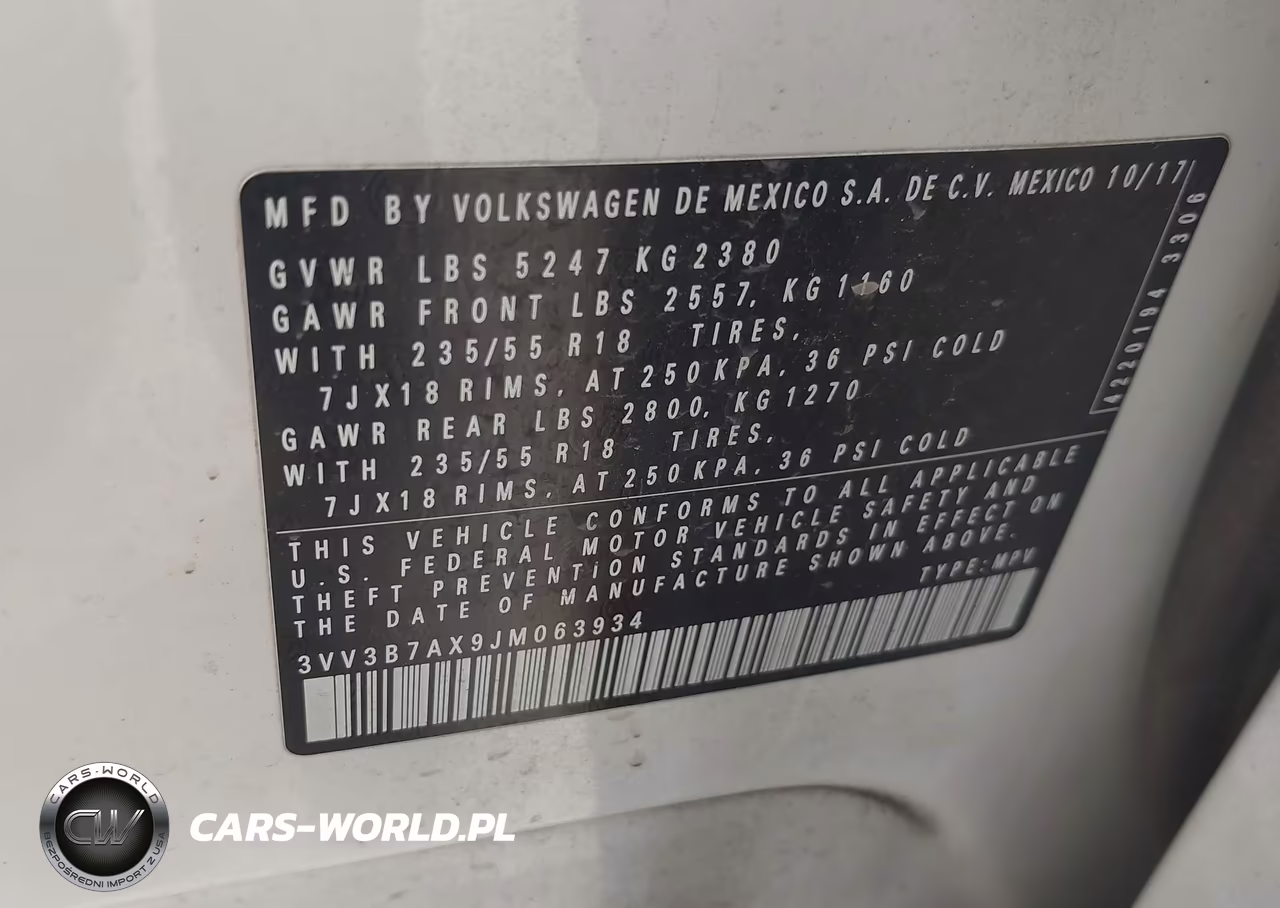 2018 Volkswagen Tiguan 2.0T Se-2.0T Sel VIN:3VV3B7AX9JM063934 - 9