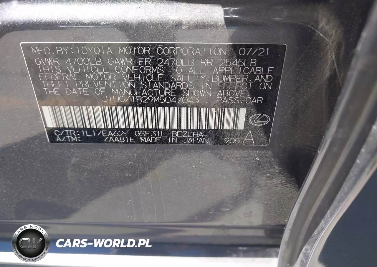 2021 Lexus Is 350 F Sport VIN:JTHGZ1B29M5047043 - 9