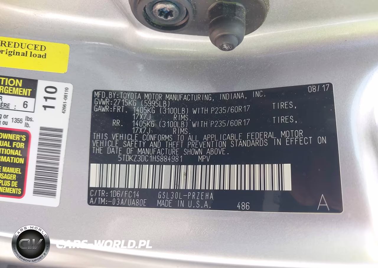 2017 Toyota Sienna Le 8 Passenger VIN:5TDKZ3DC1HS884981 - 9