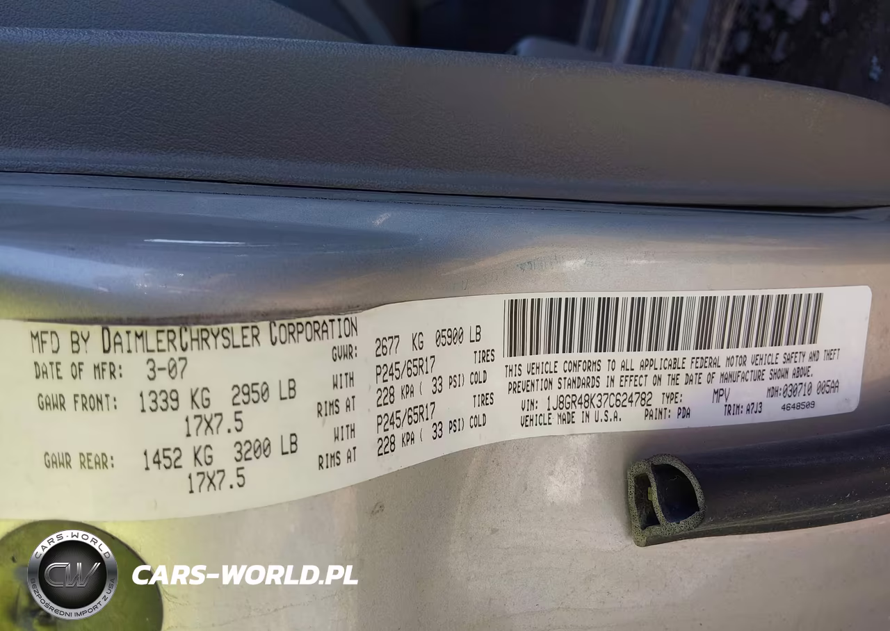 2007 Jeep Grand Cherokee Laredo VIN:1J8GR48K37C624782 - 9
