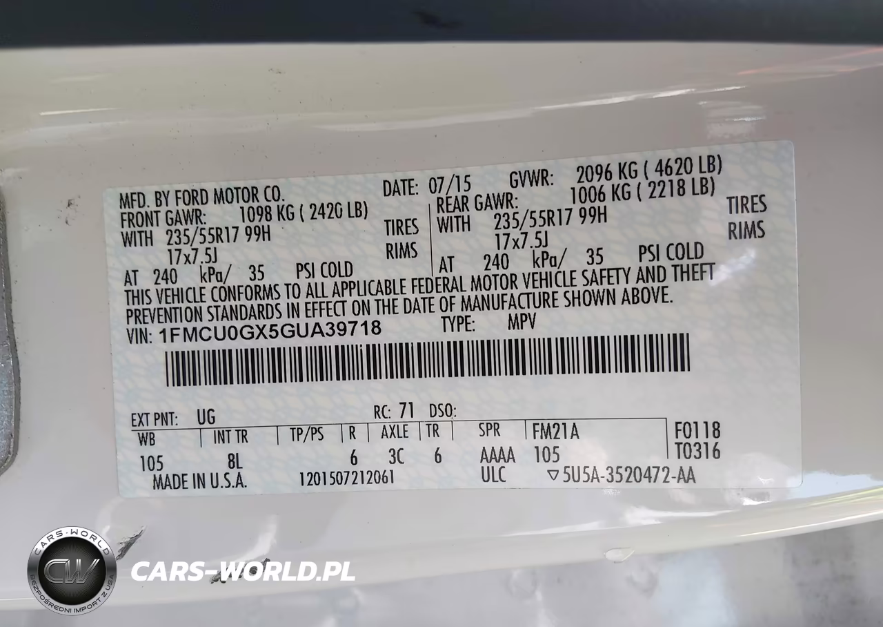 2016 Ford Escape Se VIN:1FMCU0GX5GUA39718 - 9