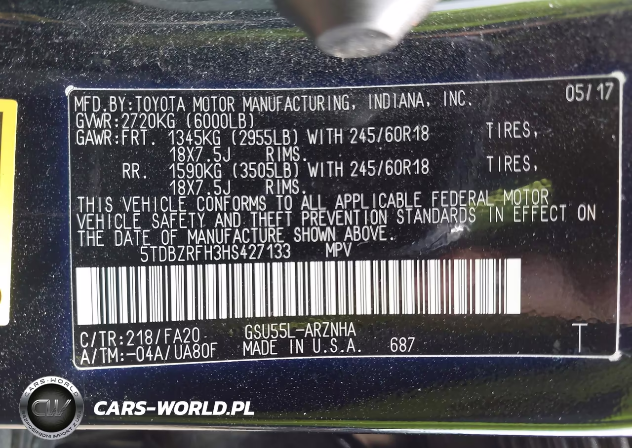 2017 Toyota Highlander Le Plus VIN:5TDBZRFH3HS427133 - 9