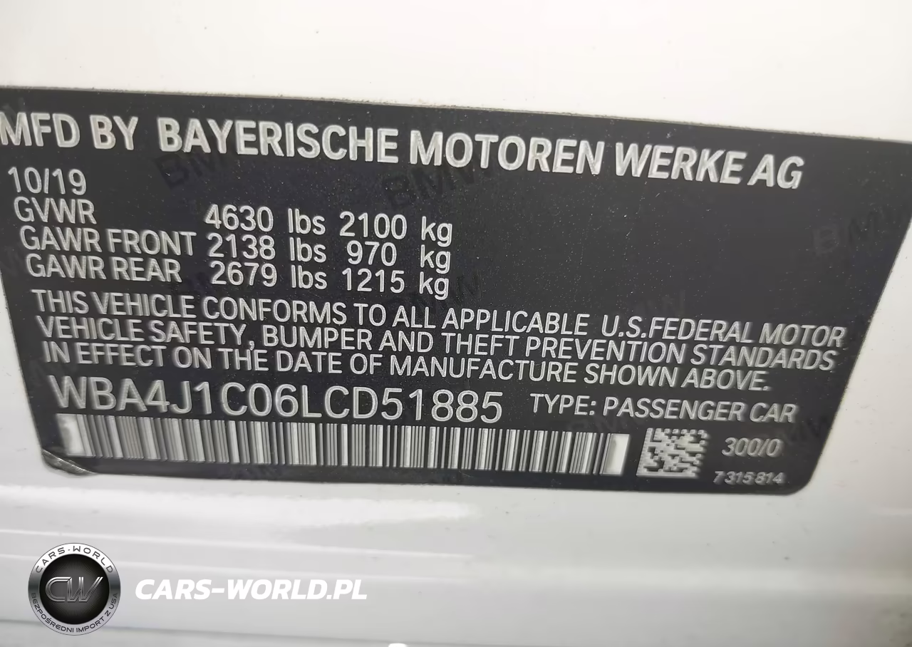 2020 BMW 430I Gran Coupe VIN:WBA4J1C06LCD51885 - 9