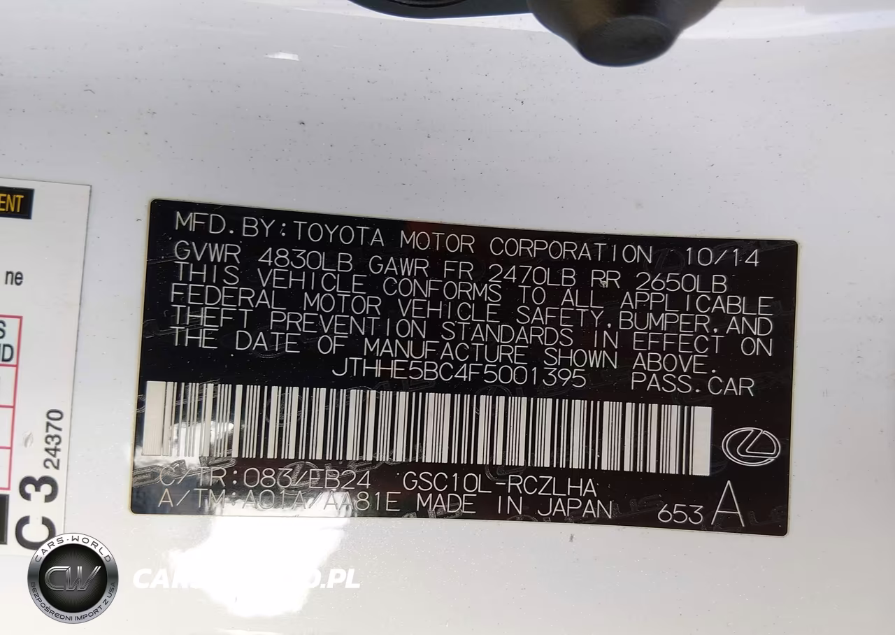 2015 Lexus Rc 350 VIN:JTHHE5BC4F5001395 - 9