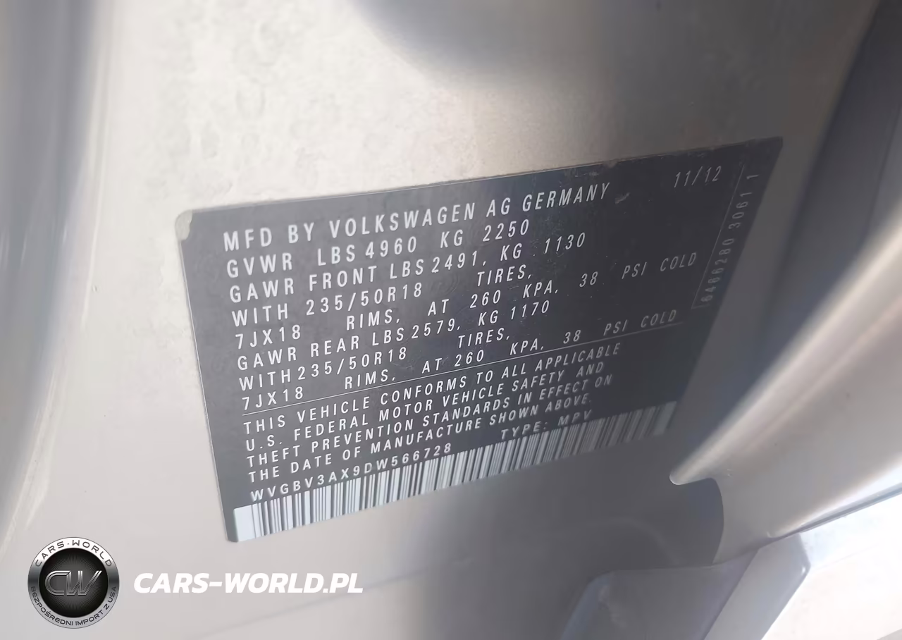 2013 Volkswagen Tiguan Se VIN:WVGBV3AX9DW566728 - 9