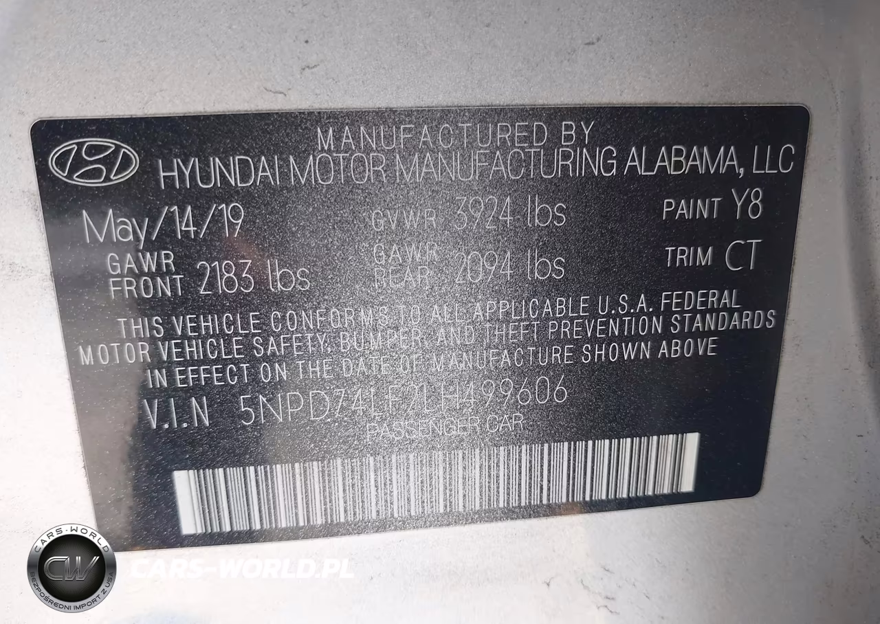 HYUNDAI ELANTRA VIN:5NPD74LF2LH499606 - 9