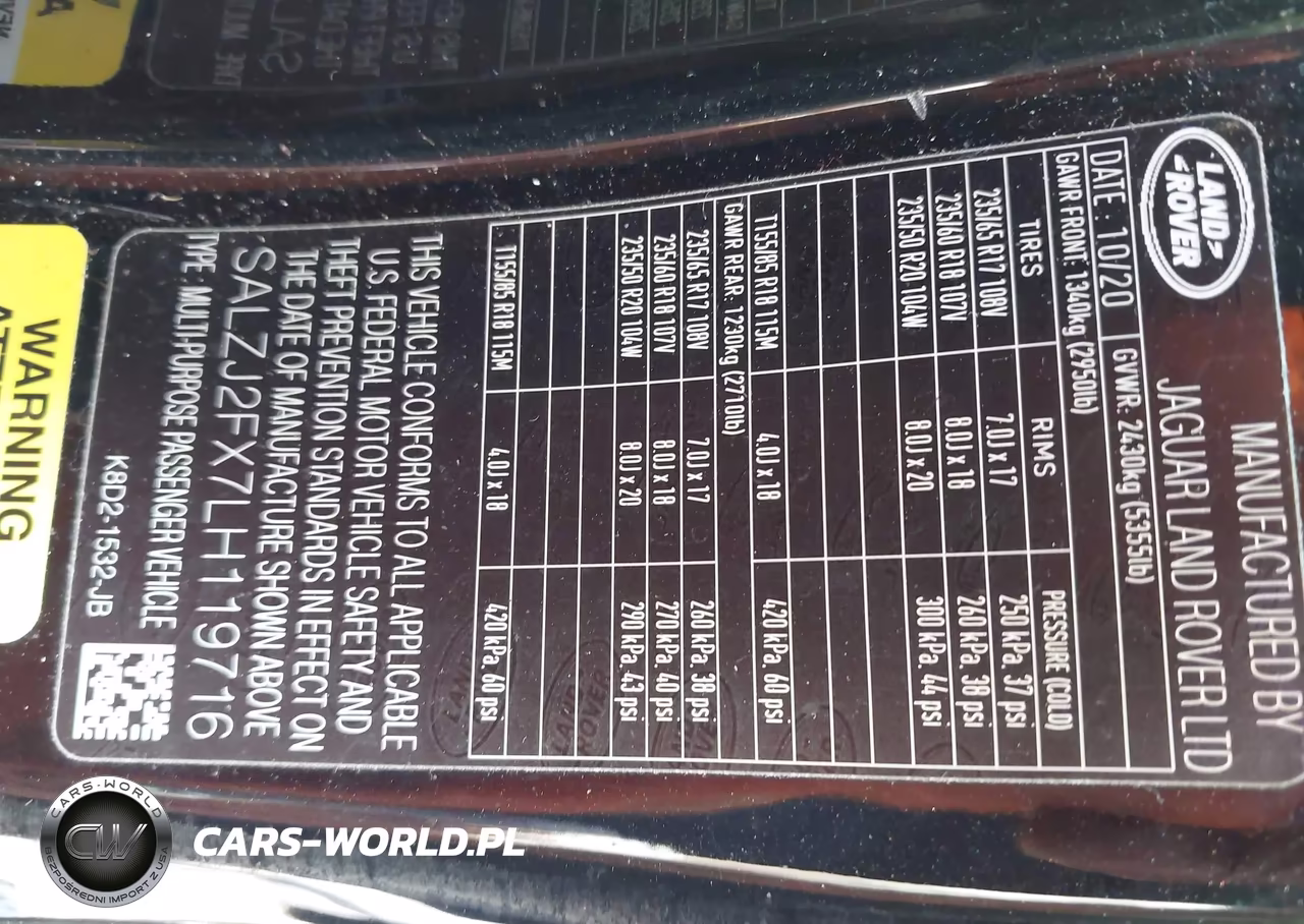 2020 Land Rover Range Rover Evoque S VIN:SALZJ2FX7LH119716 - 9