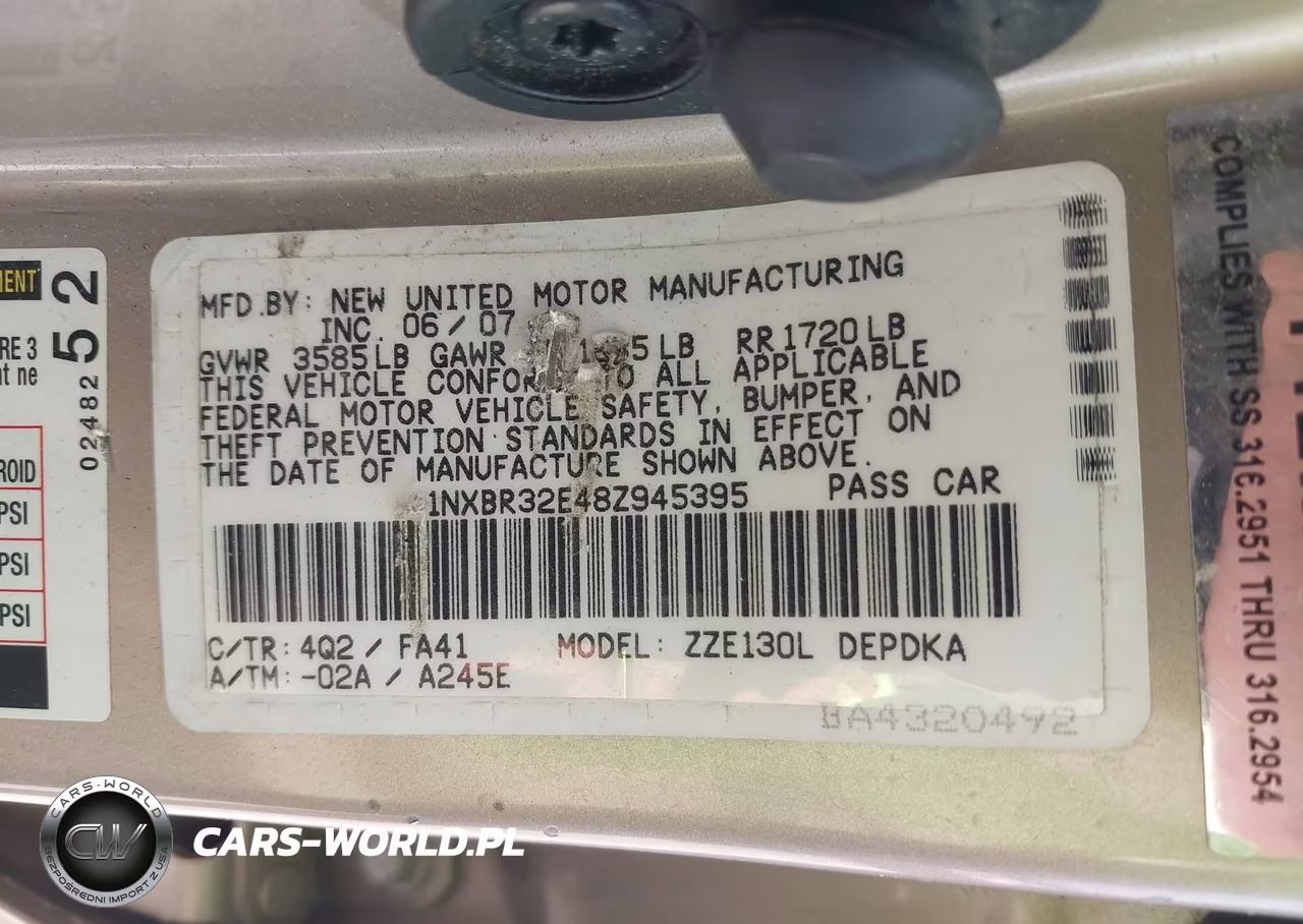 2008 Toyota Corolla Ce VIN:1NXBR32E48Z945395 - 9