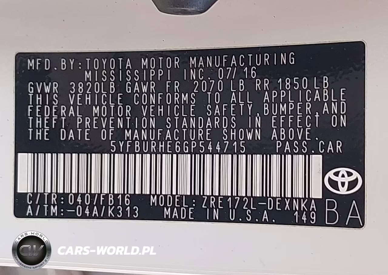 2016 Toyota Corolla Le VIN:5YFBURHE6GP544715 - 9