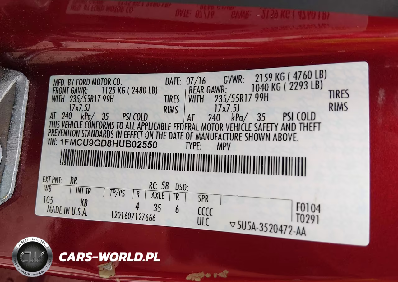 2017 Ford Escape Se VIN:1FMCU9GD8HUB02550 - 9