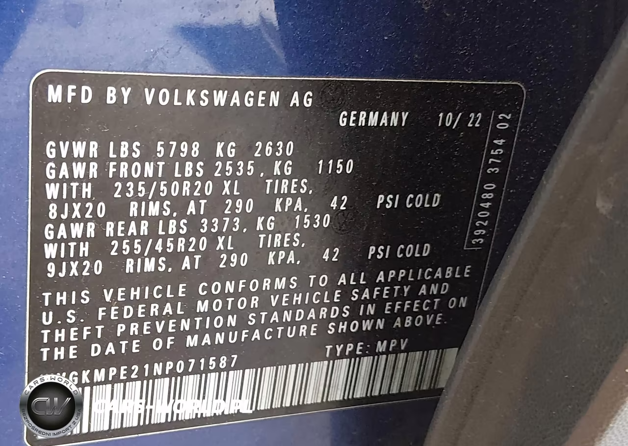 2022 Volkswagen Id.4 Pro S VIN:WVGKMPE21NP071587 - 9