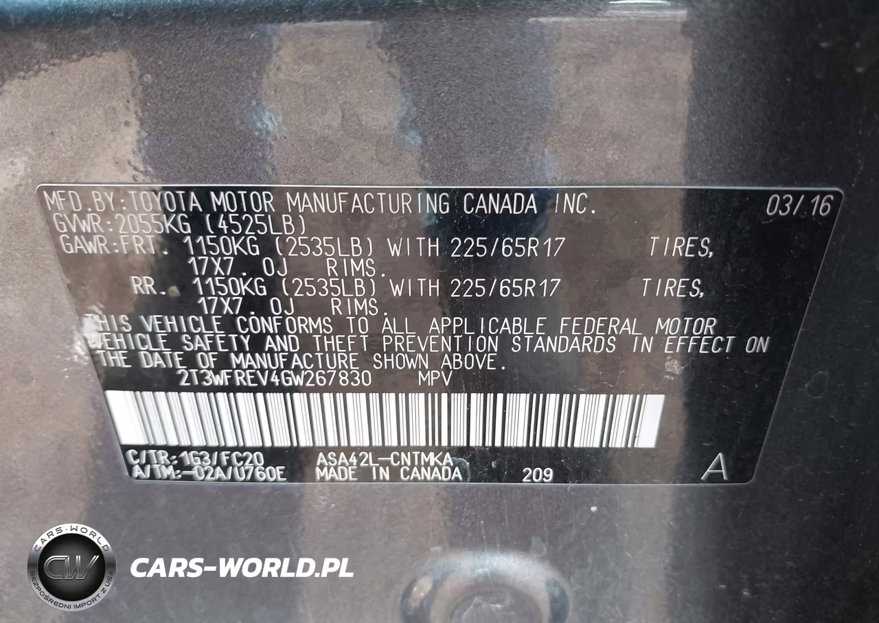 2016 Toyota Rav4 Xle VIN:2T3WFREV4GW267830 - 9