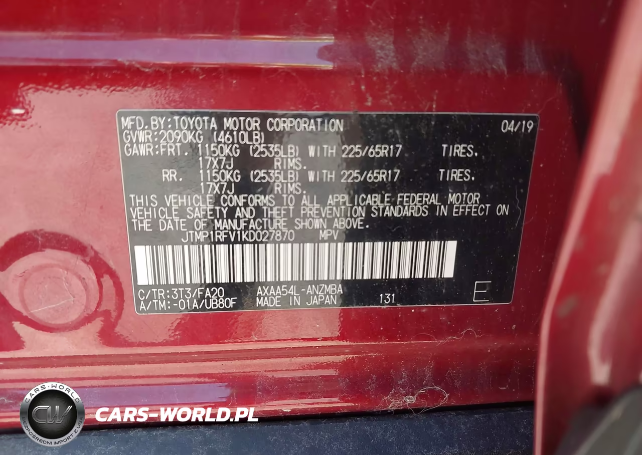 2019 Toyota Rav4 Xle VIN:JTMP1RFV1KD027870 - 9