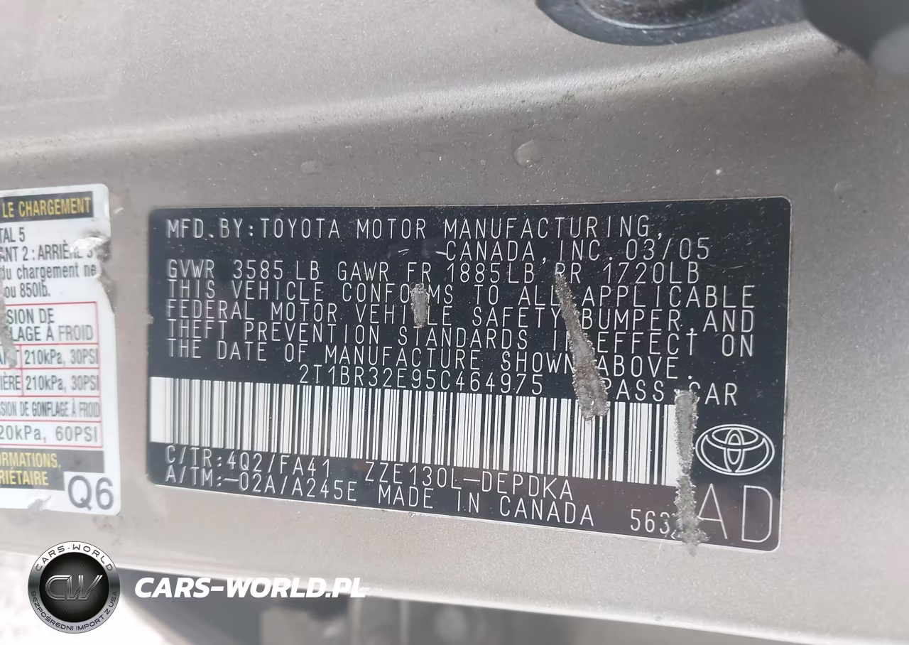2005 Toyota Corolla Ce VIN:2T1BR32E95C464975 - 9