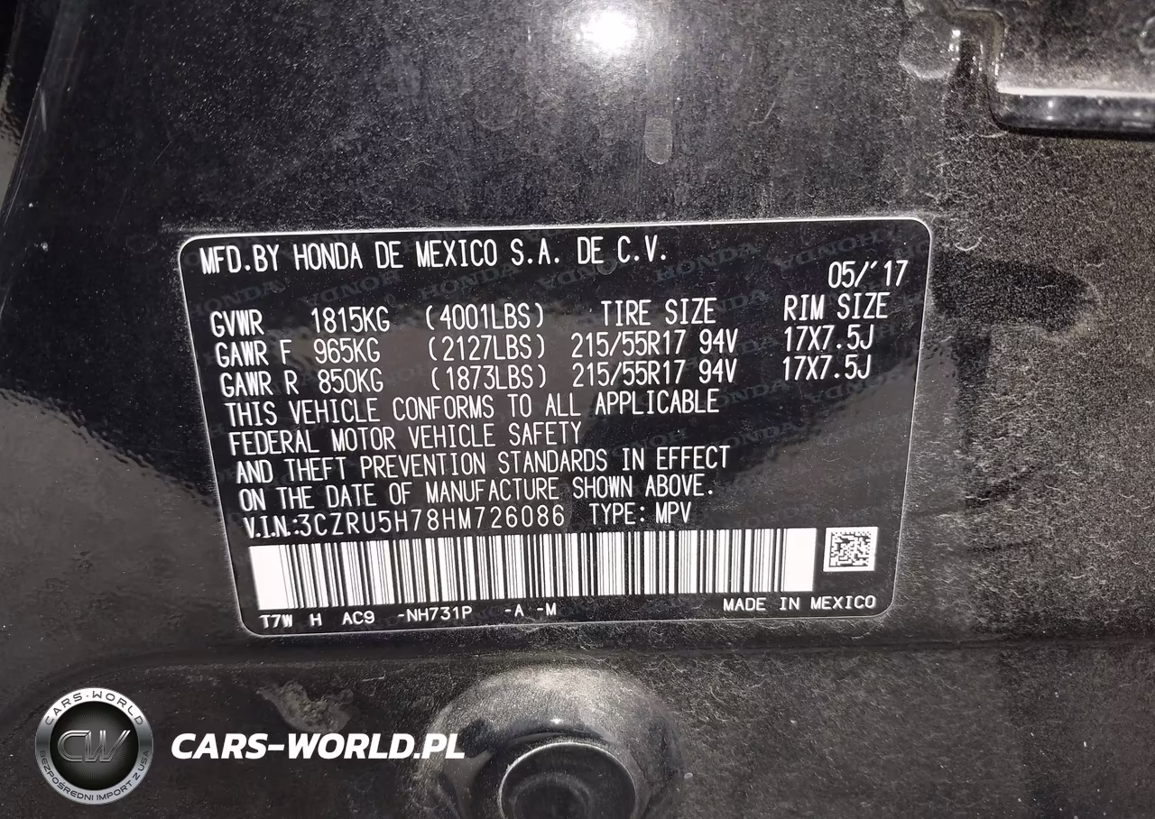 2017 Honda Hr-V Ex-L VIN:3CZRU5H78HM726086 - 9