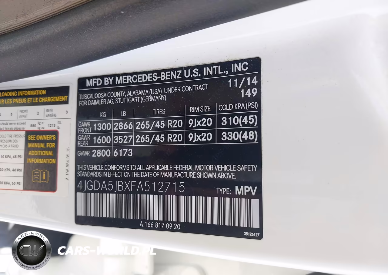 2015 Mercedes-Benz Ml 350 VIN:4JGDA5JBXFA512715 - 9