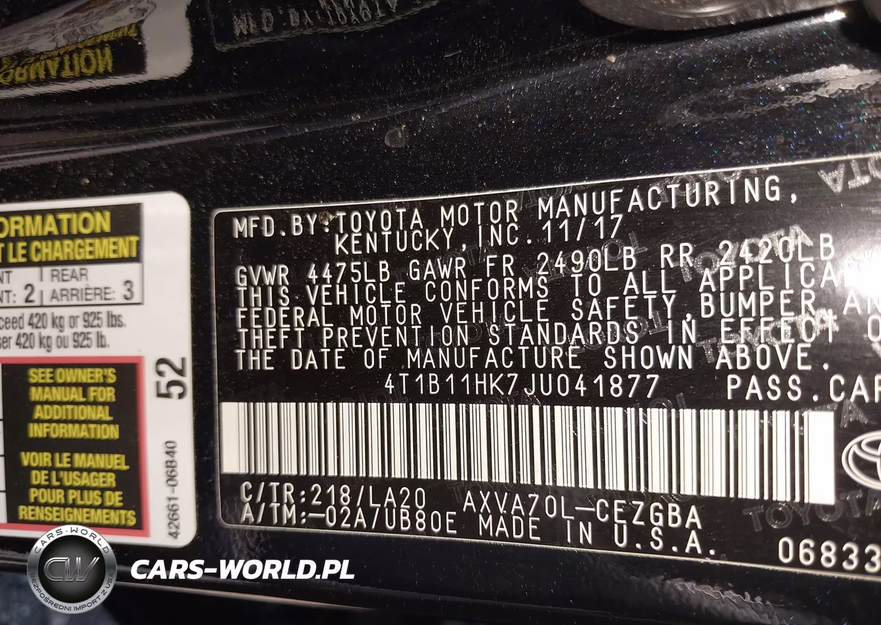 2018 Toyota Camry Xle VIN:4T1B11HK7JU041877 - 9
