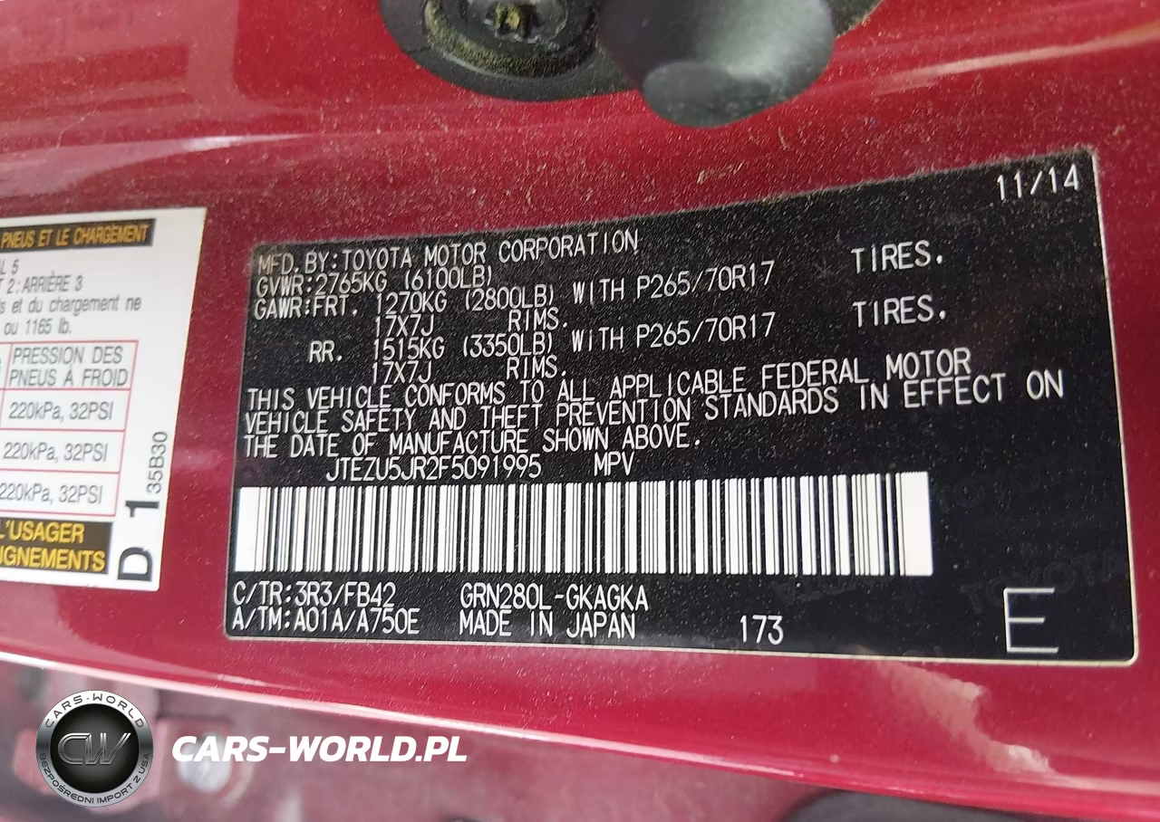 2015 Toyota 4Runner Sr5 VIN:JTEZU5JR2F5091995 - 9