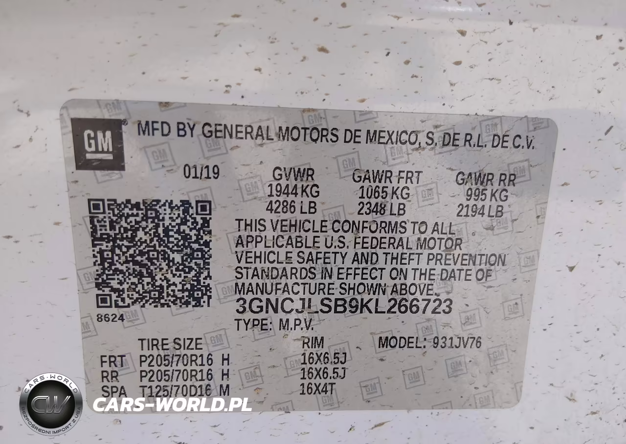 2019 Chevrolet Trax Lt VIN:3GNCJLSB9KL266723 - 9