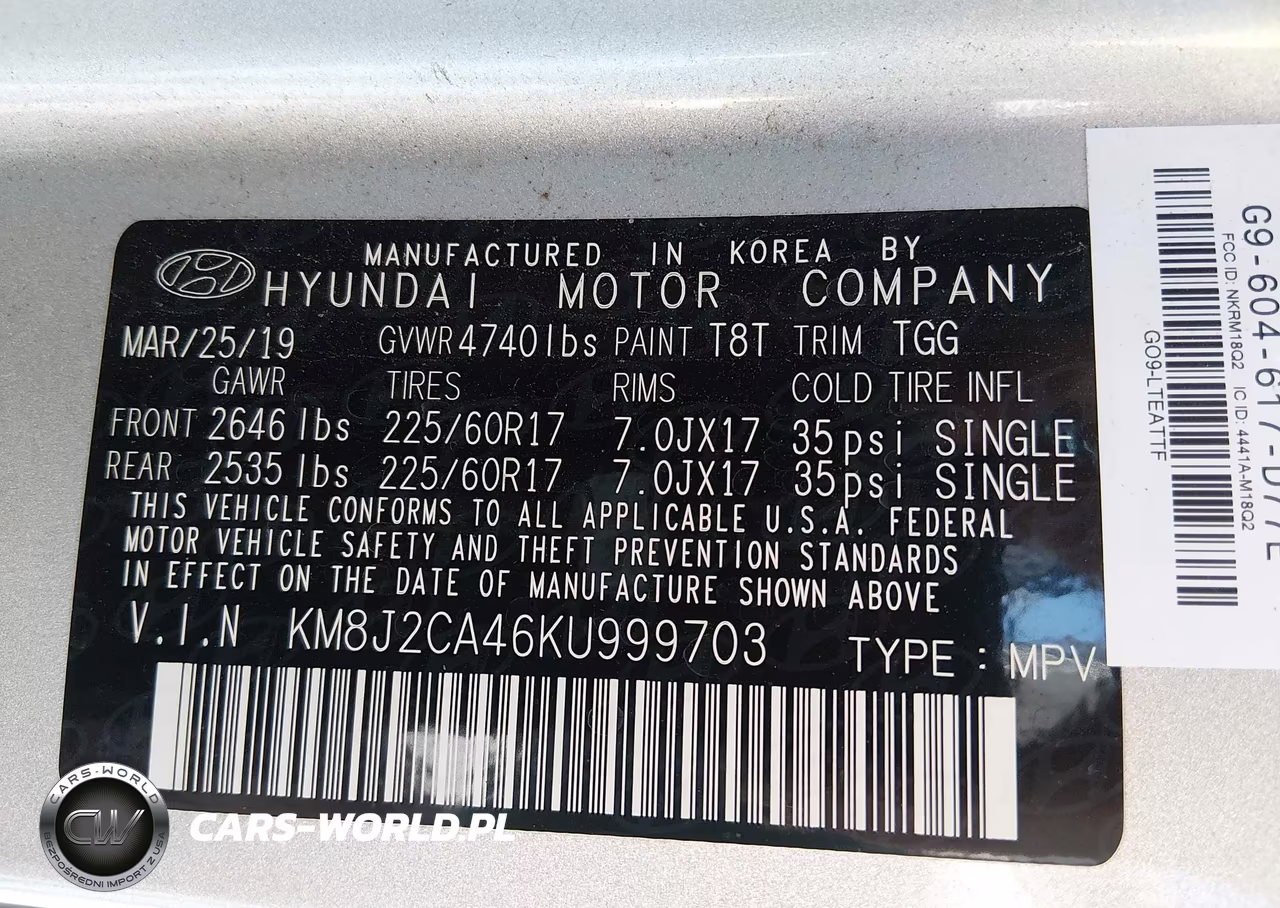 2019 Hyundai Tucson Se VIN:KM8J2CA46KU999703 - 9