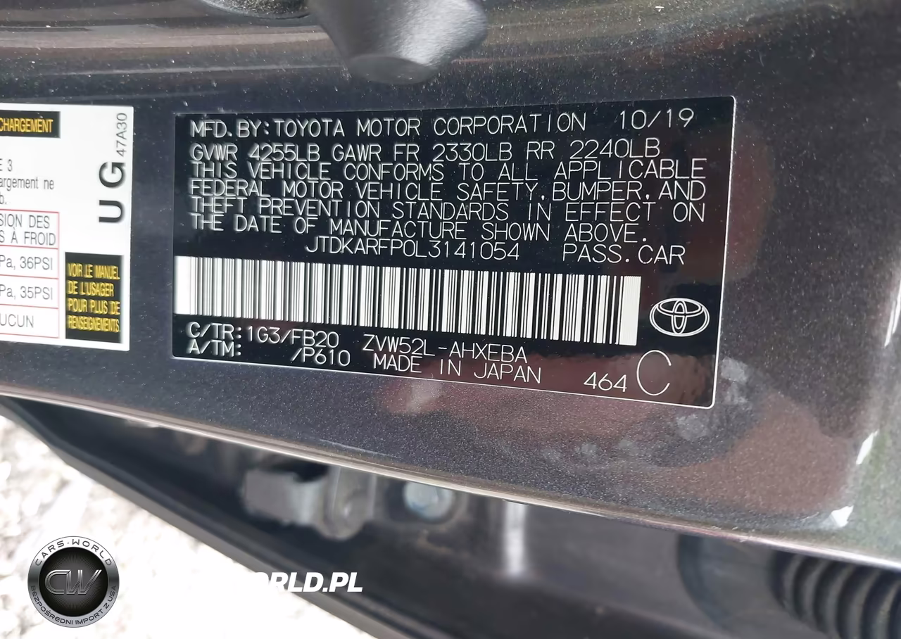 2020 Toyota Prius Prime Le VIN:JTDKARFP0L3141054 - 9
