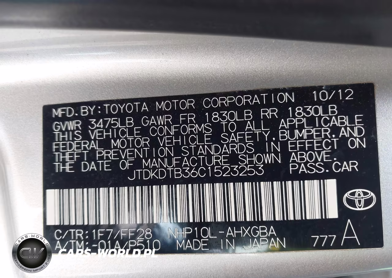 2012 Toyota Prius C Three VIN:JTDKDTB36C1523253 - 9