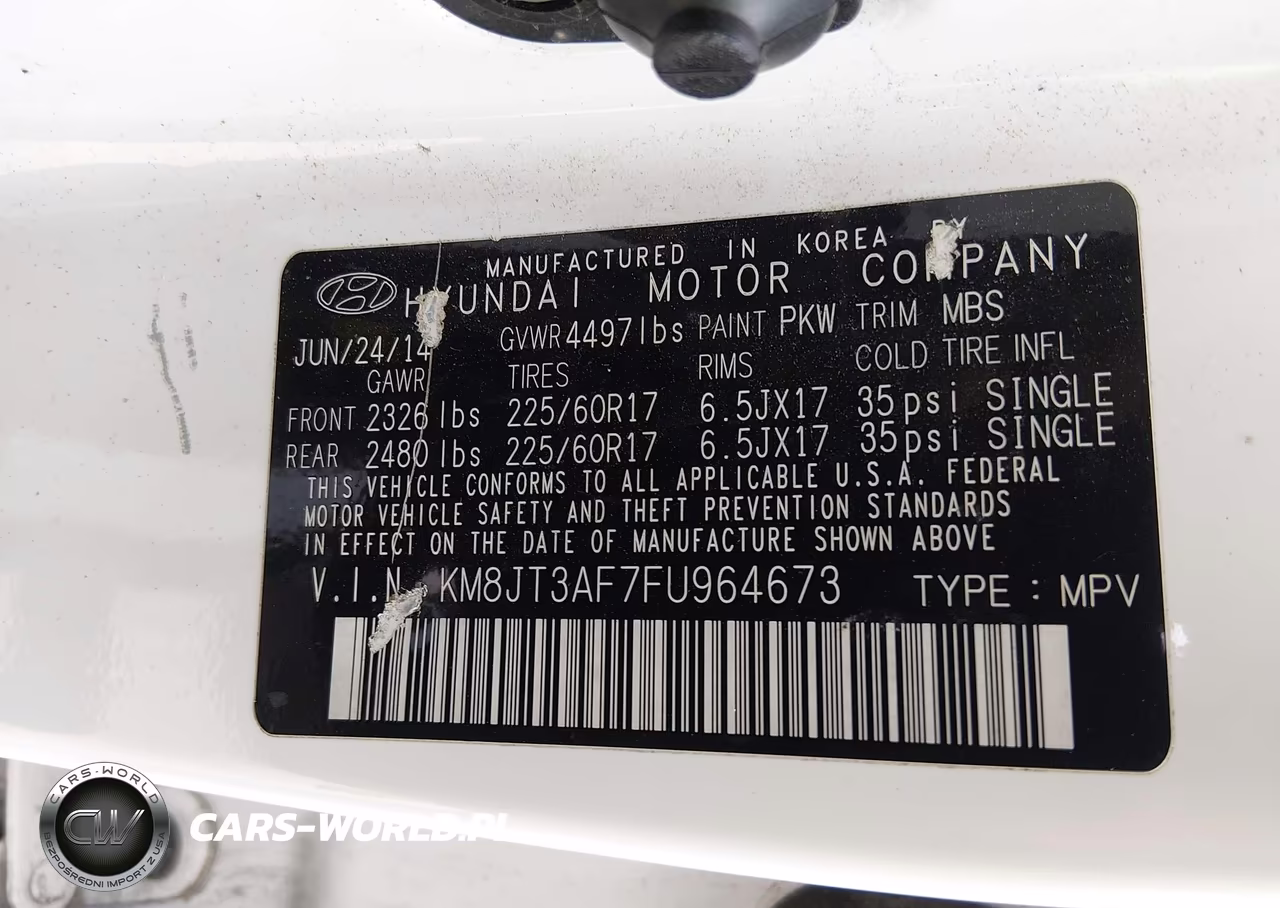 2015 Hyundai Tucson Gls VIN:KM8JT3AF7FU964673 - 9