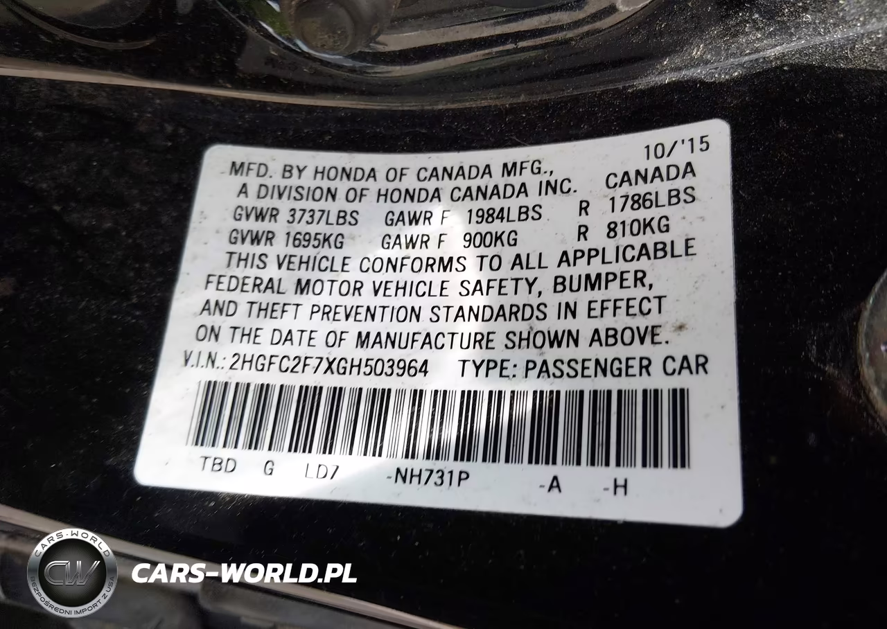 2016 Honda Civic Ex VIN:2HGFC2F7XGH503964 - 9