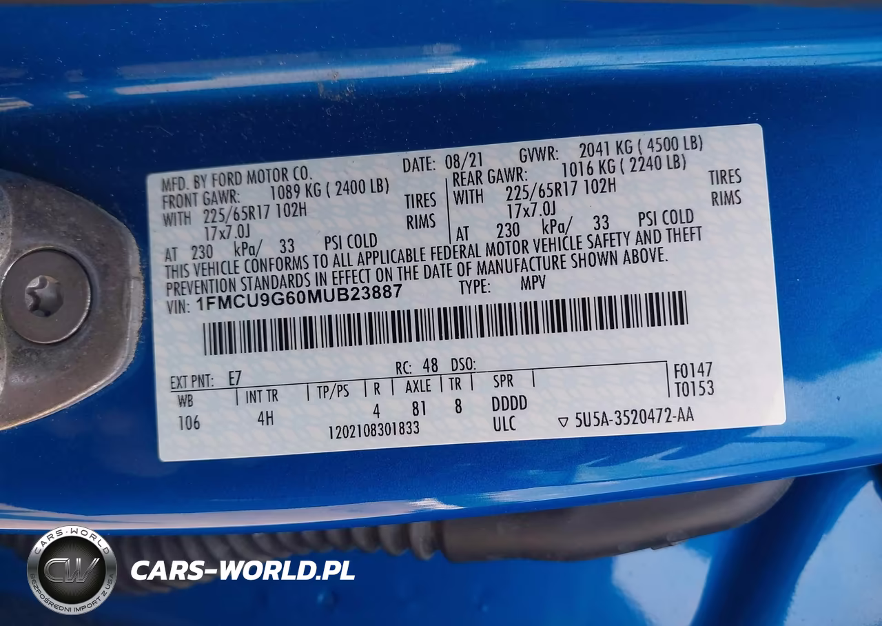 2021 Ford Escape Se VIN:1FMCU9G60MUB23887 - 9