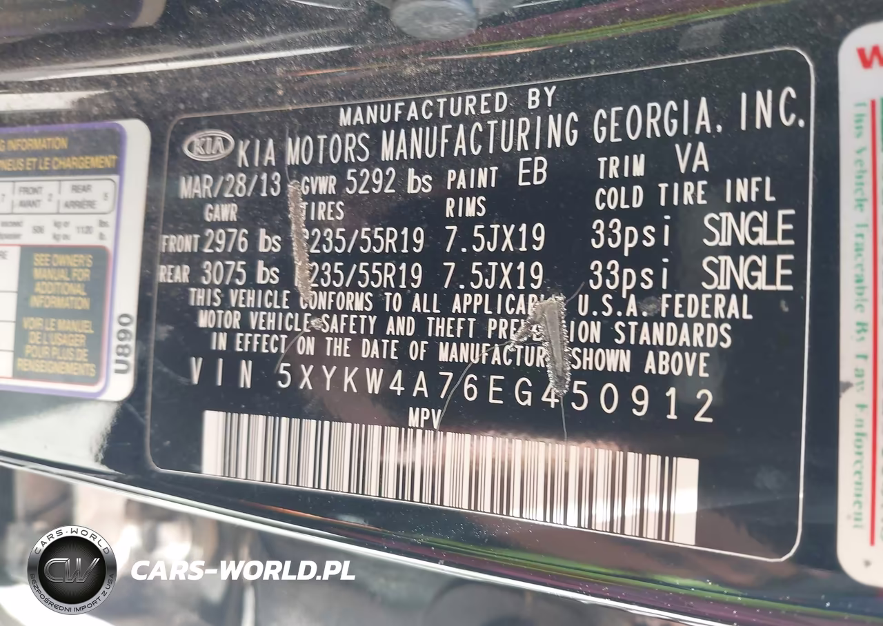 2014 Kia Sorento Limited V6 VIN:5XYKW4A76EG450912 - 9