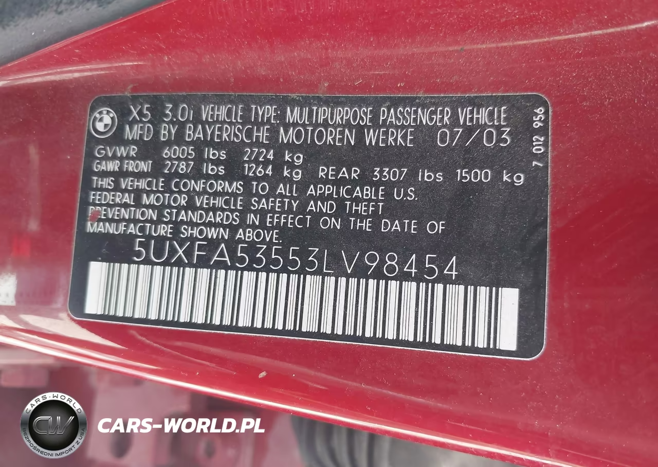 2003 BMW X5 3.0I VIN:5UXFA53553LV98454 - 9