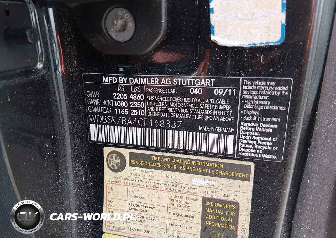 2012 Mercedes-Benz Sl 550 VIN:WDBSK7BA4CF168337 - 9