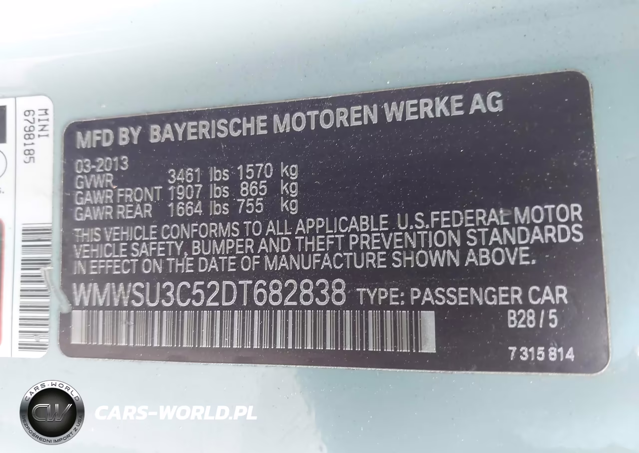 2013 Mini Hardtop Cooper VIN:WMWSU3C52DT682838 - 9