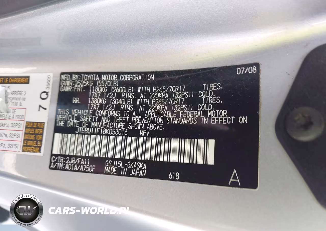 2008 Toyota Fj Cruiser VIN:JTEBU11F18K053016 - 9