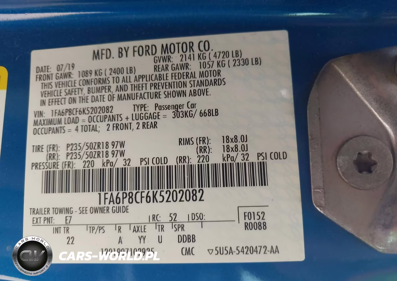 2019 Ford Mustang Gt VIN:1FA6P8CF6K5202082 - 9