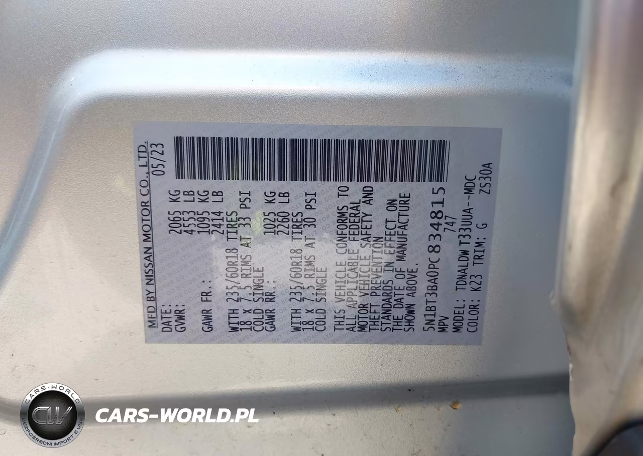 2023 Nissan Rogue Sv Fwd VIN:5N1BT3BA0PC834815 - 9