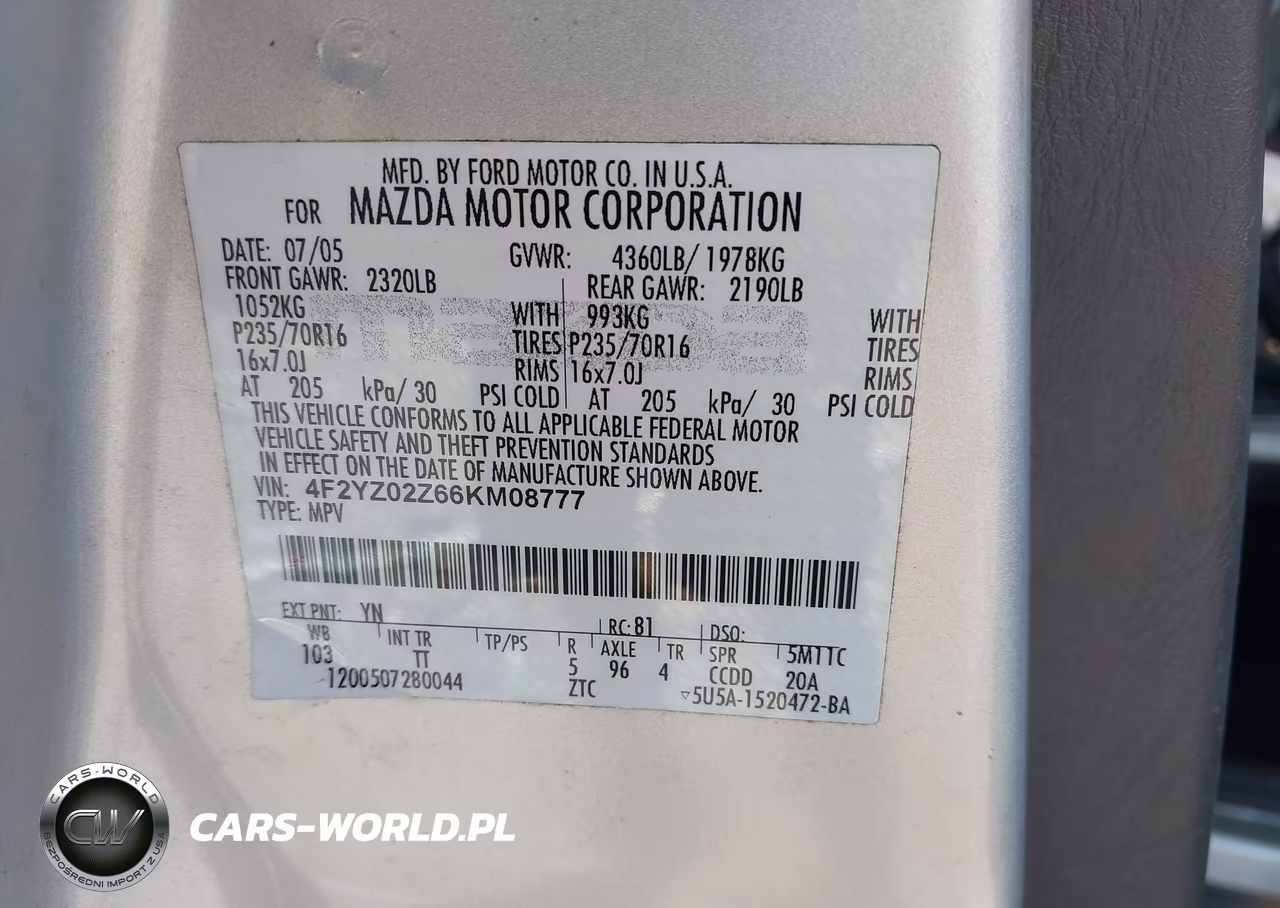 2006 Mazda Tribute I VIN:4F2YZ02Z66KM08777 - 9