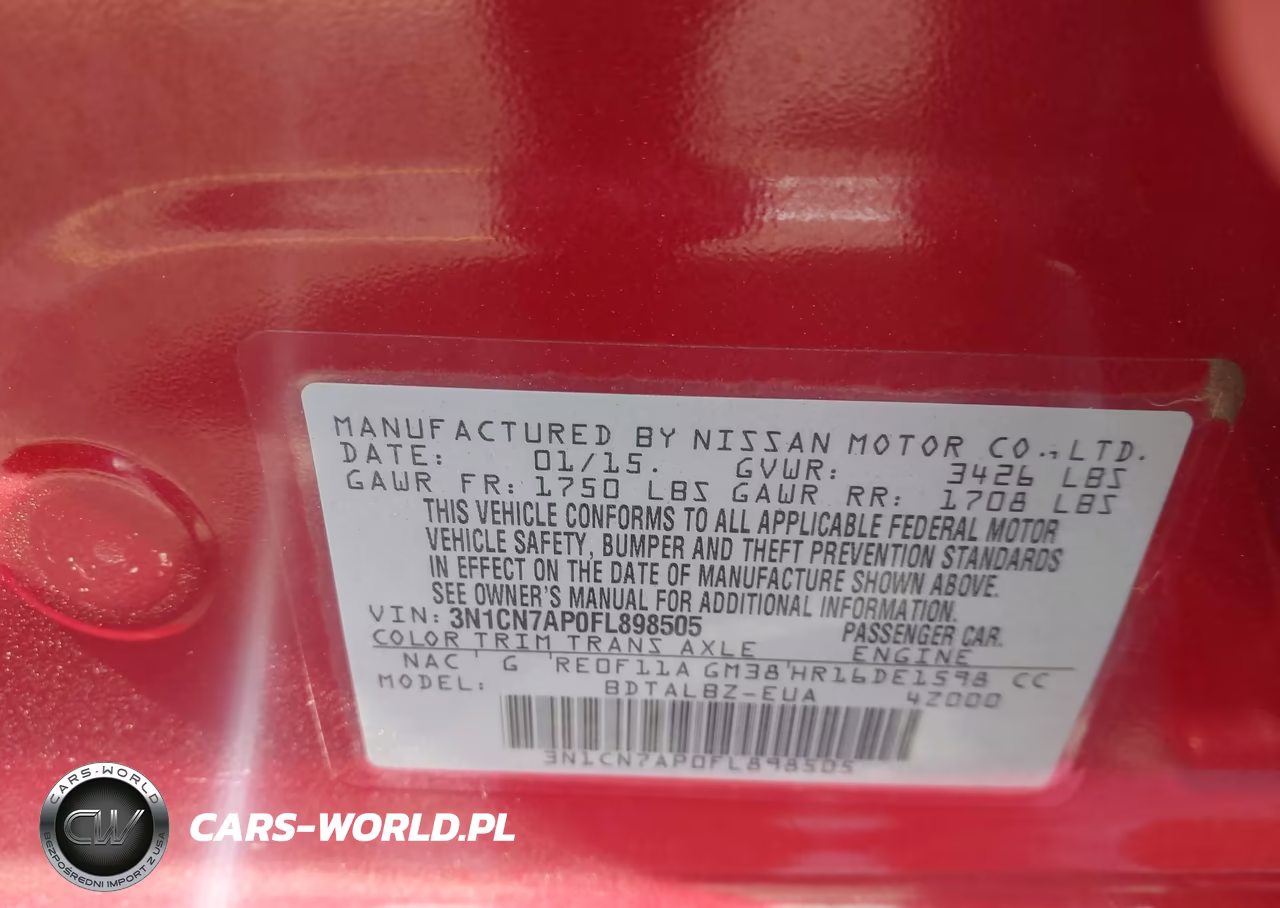 2015 Nissan Versa 1.6 S-1.6 S+-1.6 Sl-1.6 Sv VIN:3N1CN7AP0FL898505 - 9