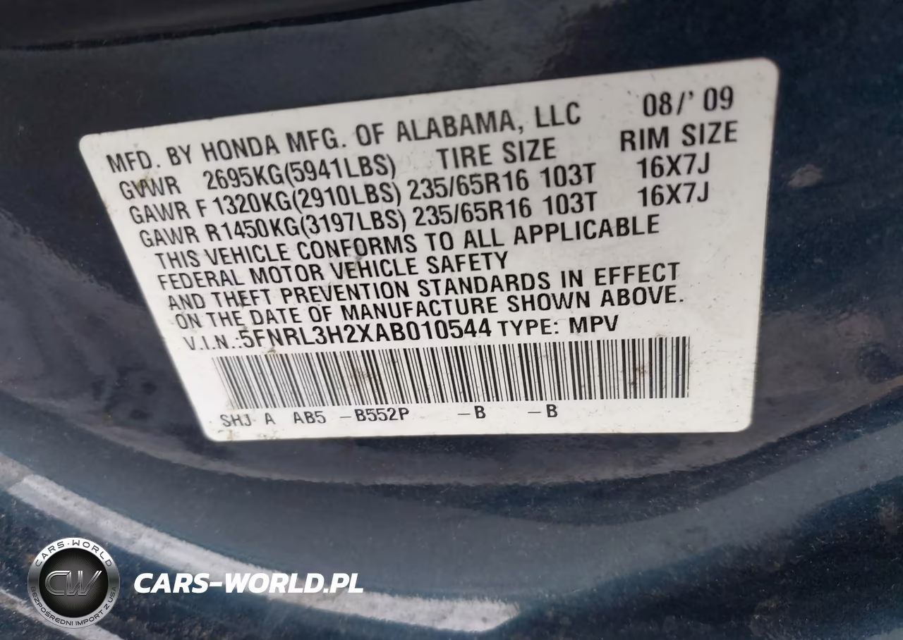 2010 Honda Odyssey Lx VIN:5FNRL3H2XAB010544 - 9